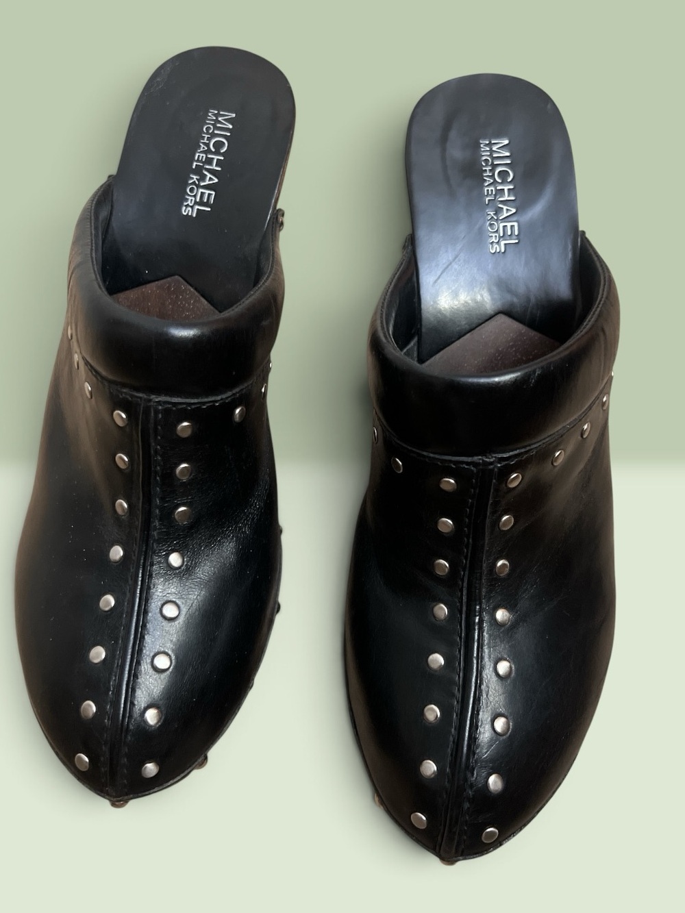 MICHAEL Michael Kors Astor Studded Slip-On Clogs Size 10
